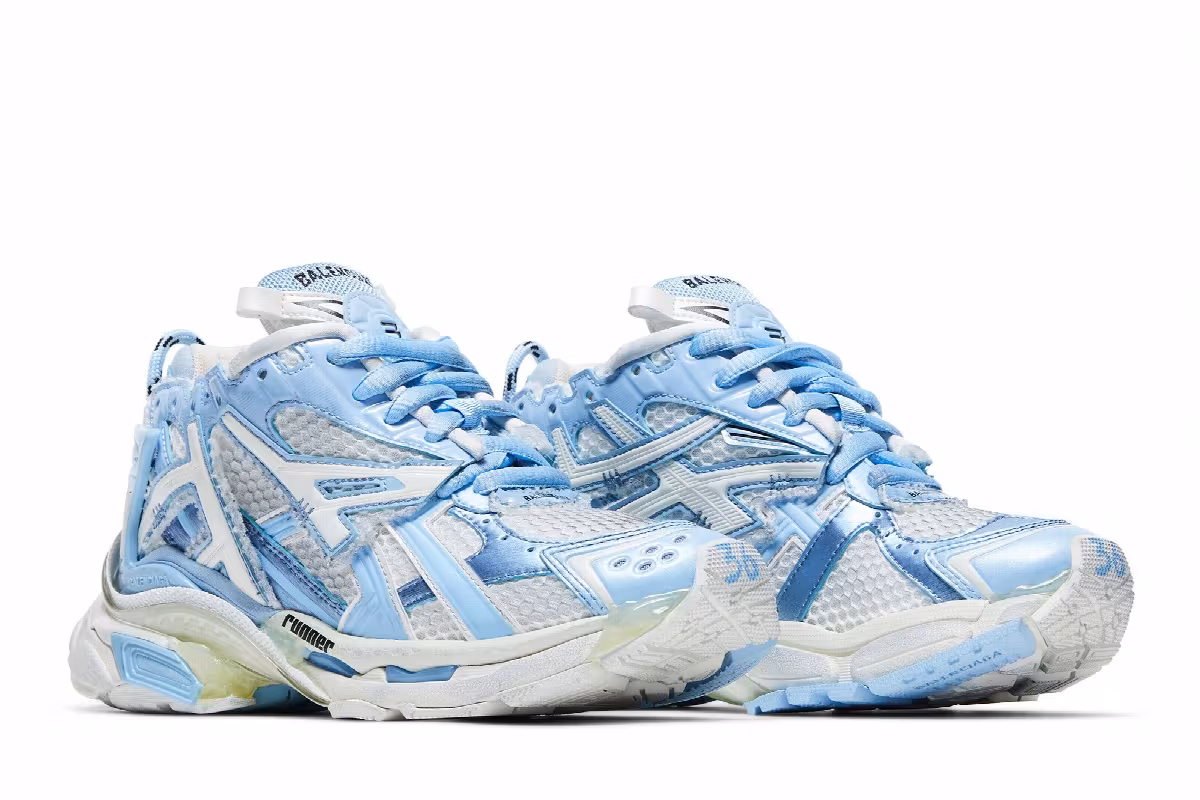 Balenciaga Women's Runner Sneaker Light Blue, view 9
