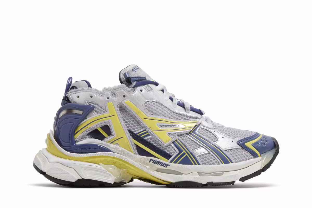 Balenciaga Runner Sneaker White Blue Yellow, view 2