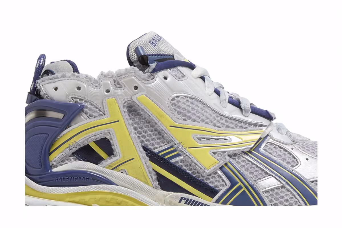Balenciaga Runner Sneaker White Blue Yellow, view 3
