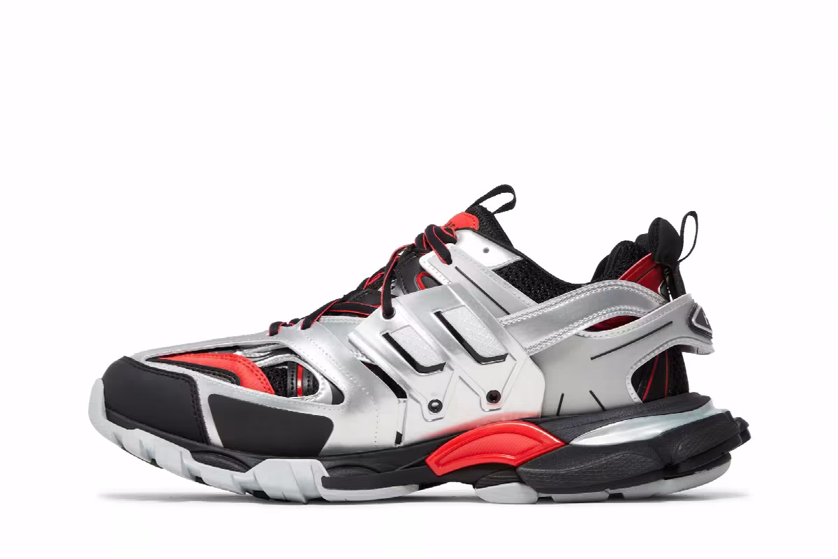 Balenciaga Track Sneaker Black Red Silver, view 4