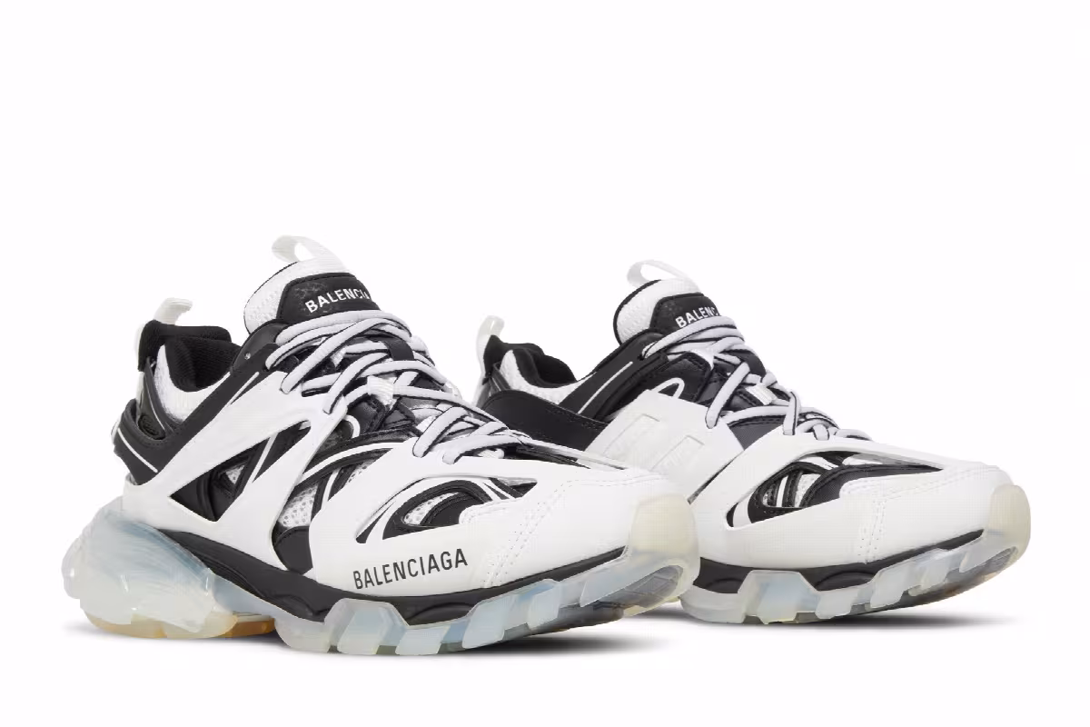 Balenciaga Women's Track Sneaker Clear Sole - White Black, view 9