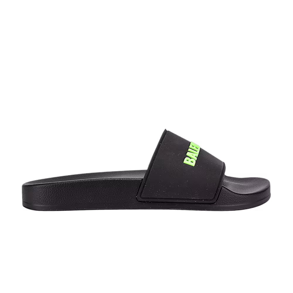 Balenciaga Women's Pool Slides Black Fluo Green