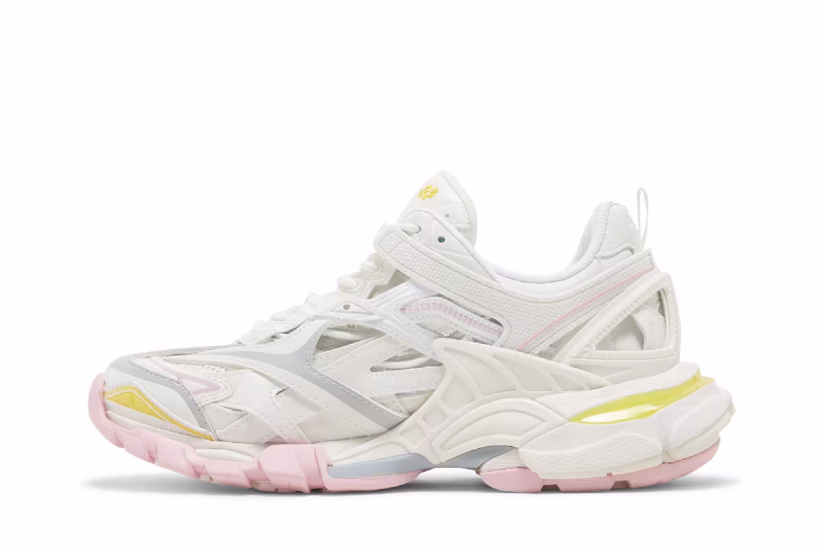 Balenciaga Women's Track.2 Sneaker White Light Yellow, view 4