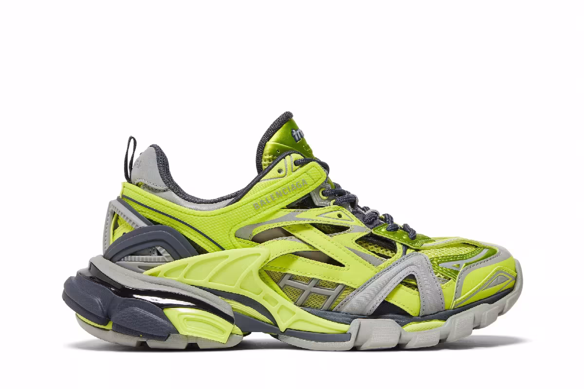 Balenciaga Women's Track.2 Sneaker Grey Neon Yellow, view 2