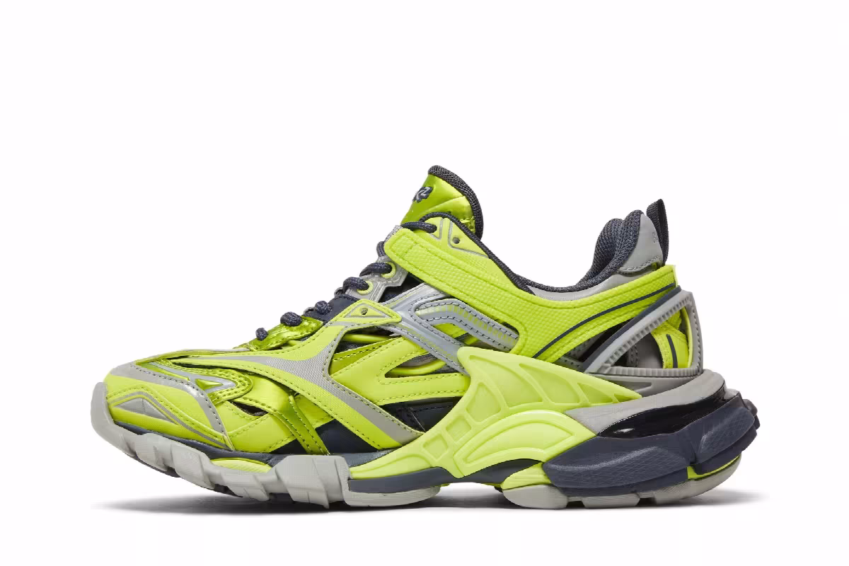 Balenciaga Women's Track.2 Sneaker Grey Neon Yellow, view 4