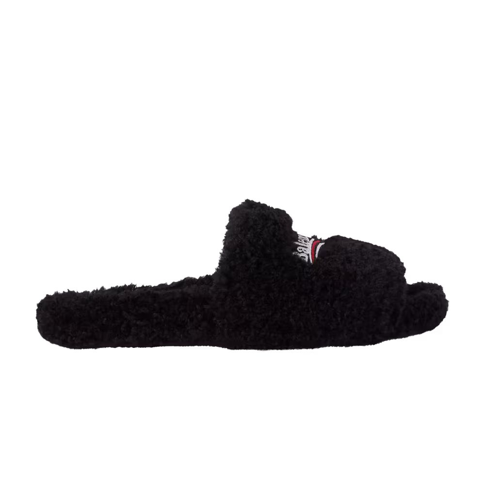 Balenciaga Furry Slides Black