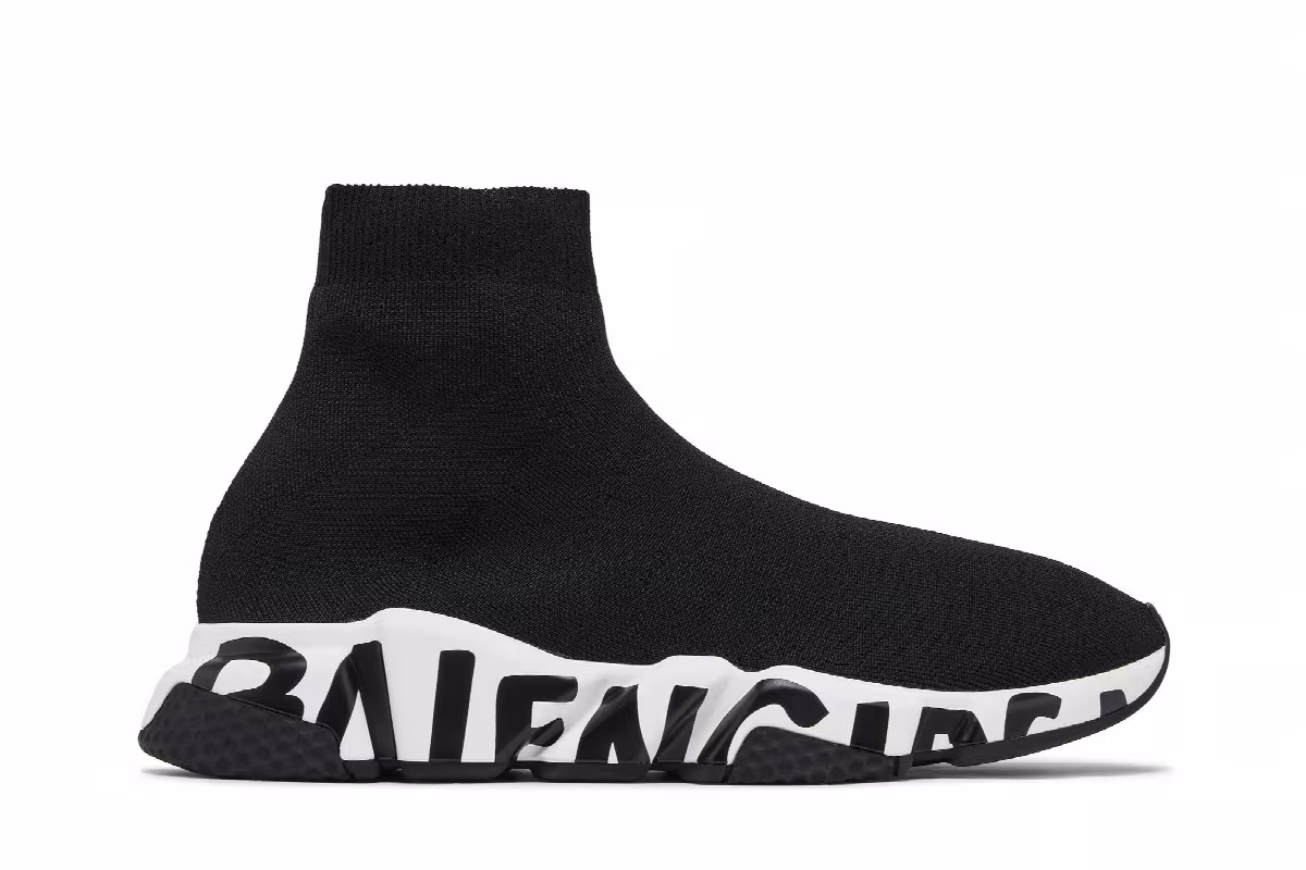 Balenciaga Speed Sneaker Midsole Graffiti - Black White, view 2
