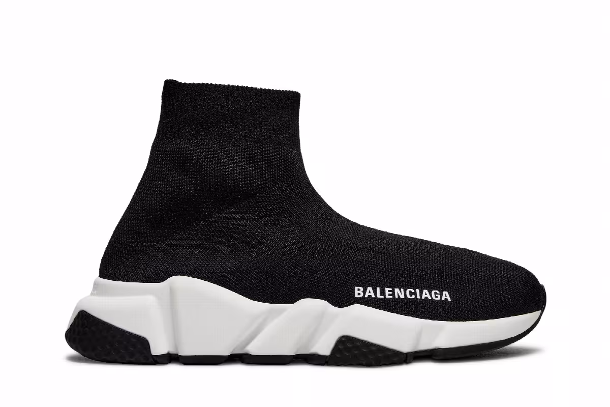 Balenciaga Women's Speed Sneaker Black White, view 2