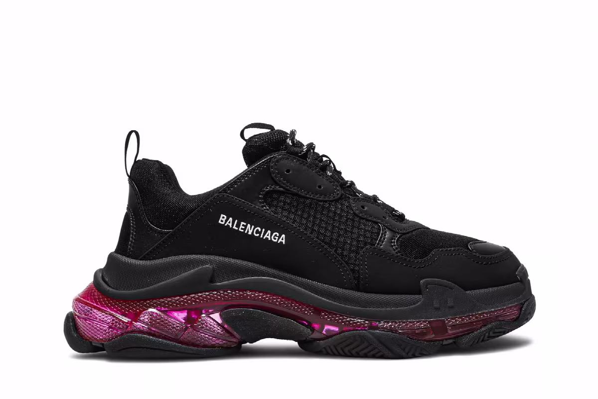 Balenciaga Triple S Sneaker Clear Sole - Black Pink Neon, view 2