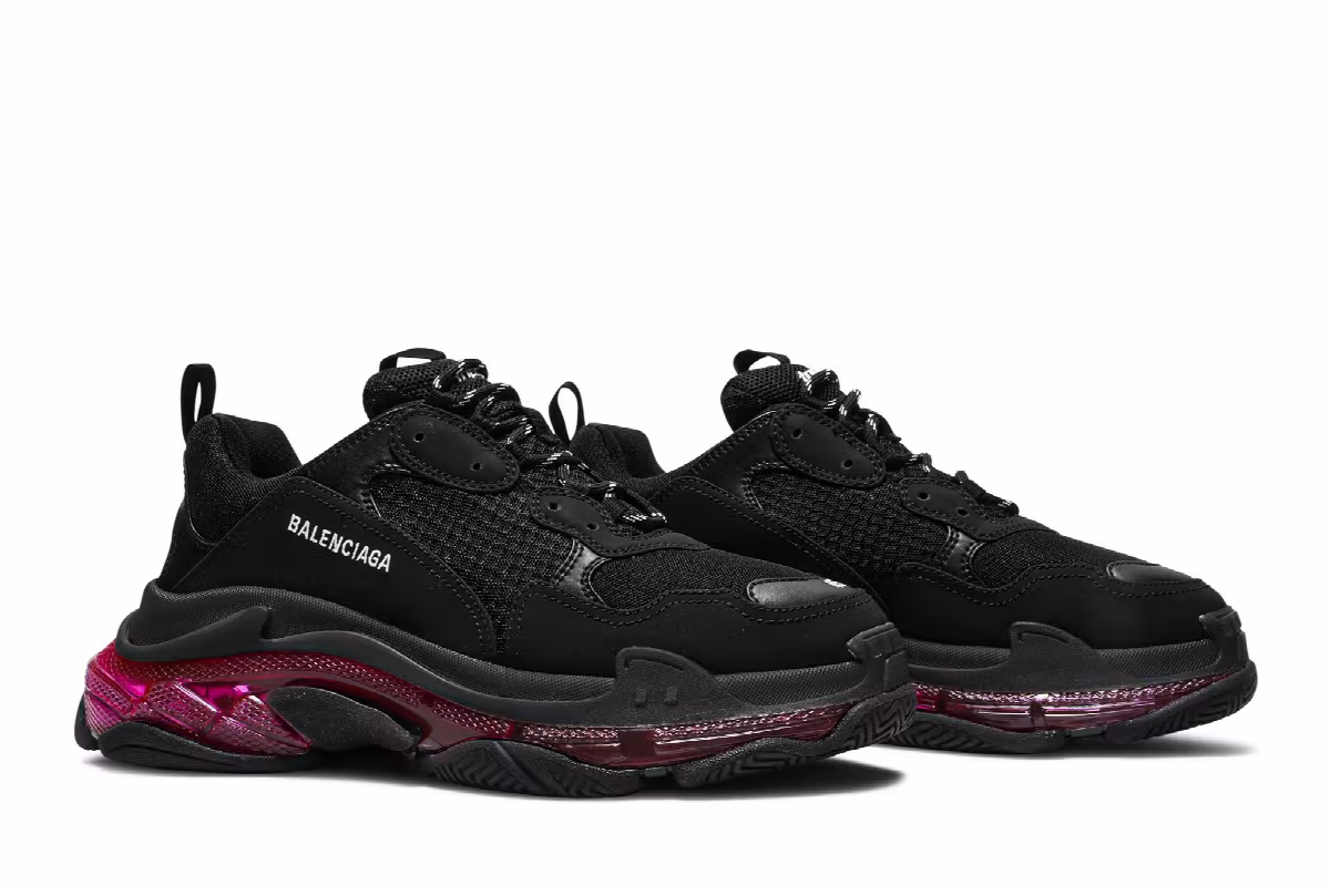 Balenciaga Triple S Sneaker Clear Sole - Black Pink Neon, view 9