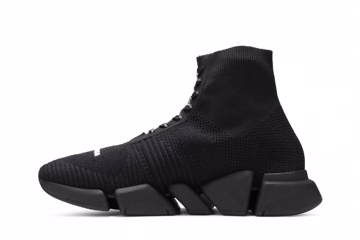 Balenciaga Speed 2.0 Lace-Up Sneaker Black, view 4