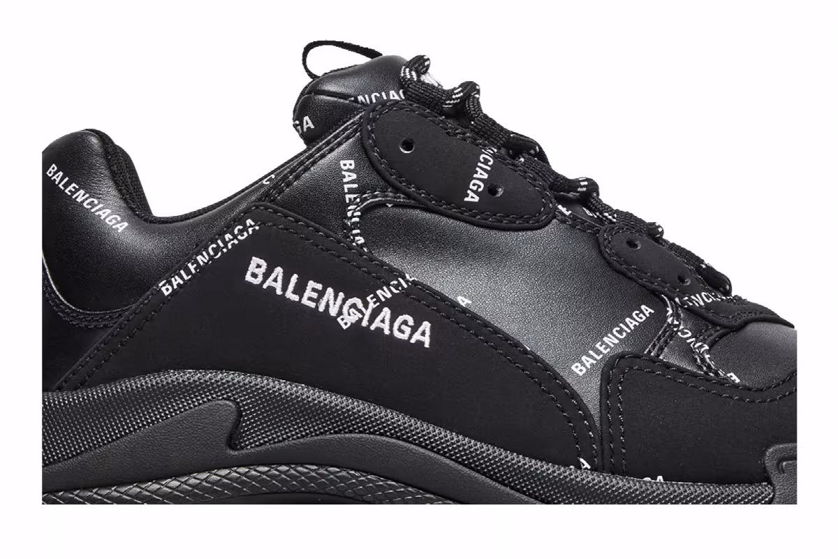 Balenciaga Triple S Sneaker Allover Logo - Black, view 3