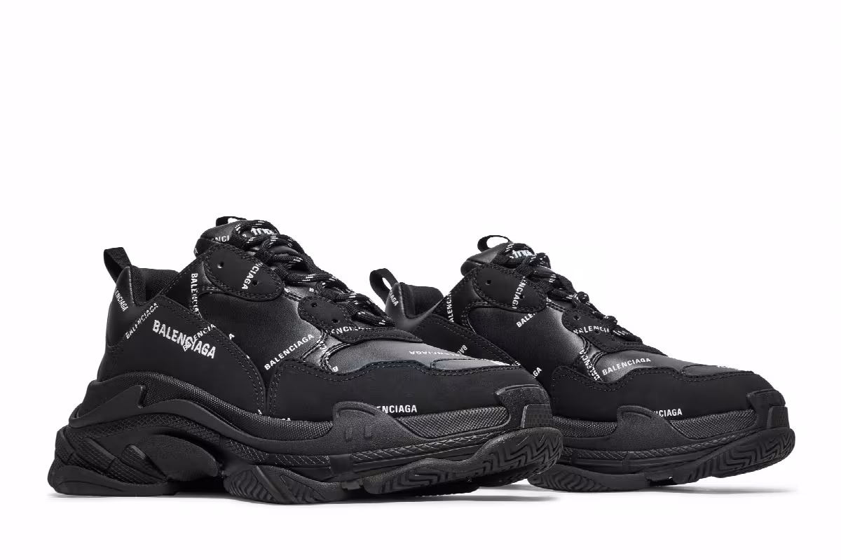 Balenciaga Triple S Sneaker Allover Logo - Black, view 9