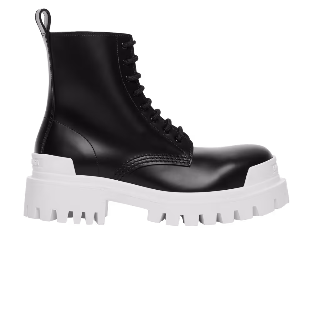 Balenciaga Strike Lace-Up Boot Black White