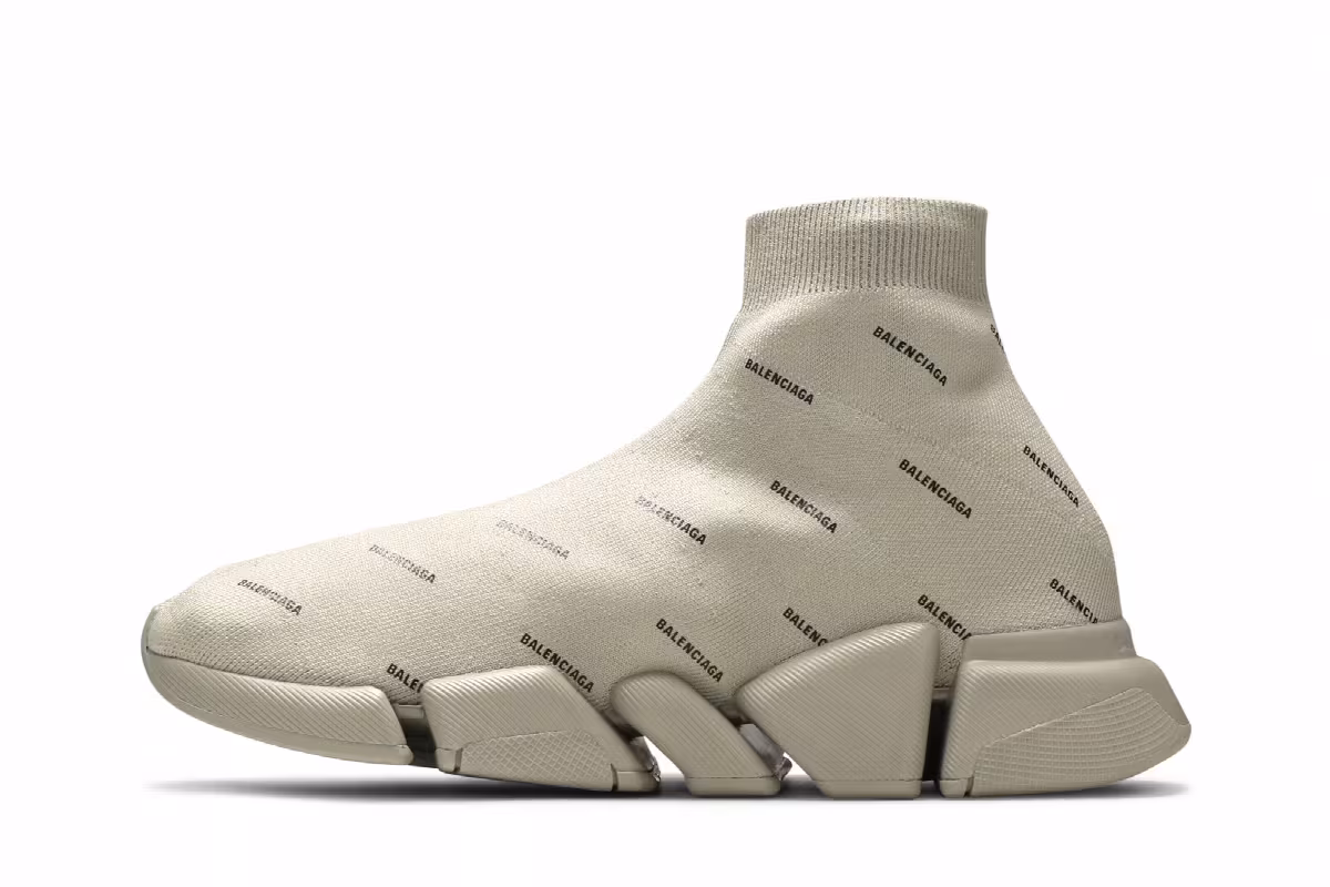 Balenciaga Speed 2.0 Sneaker Allover Logo - Sand, view 4