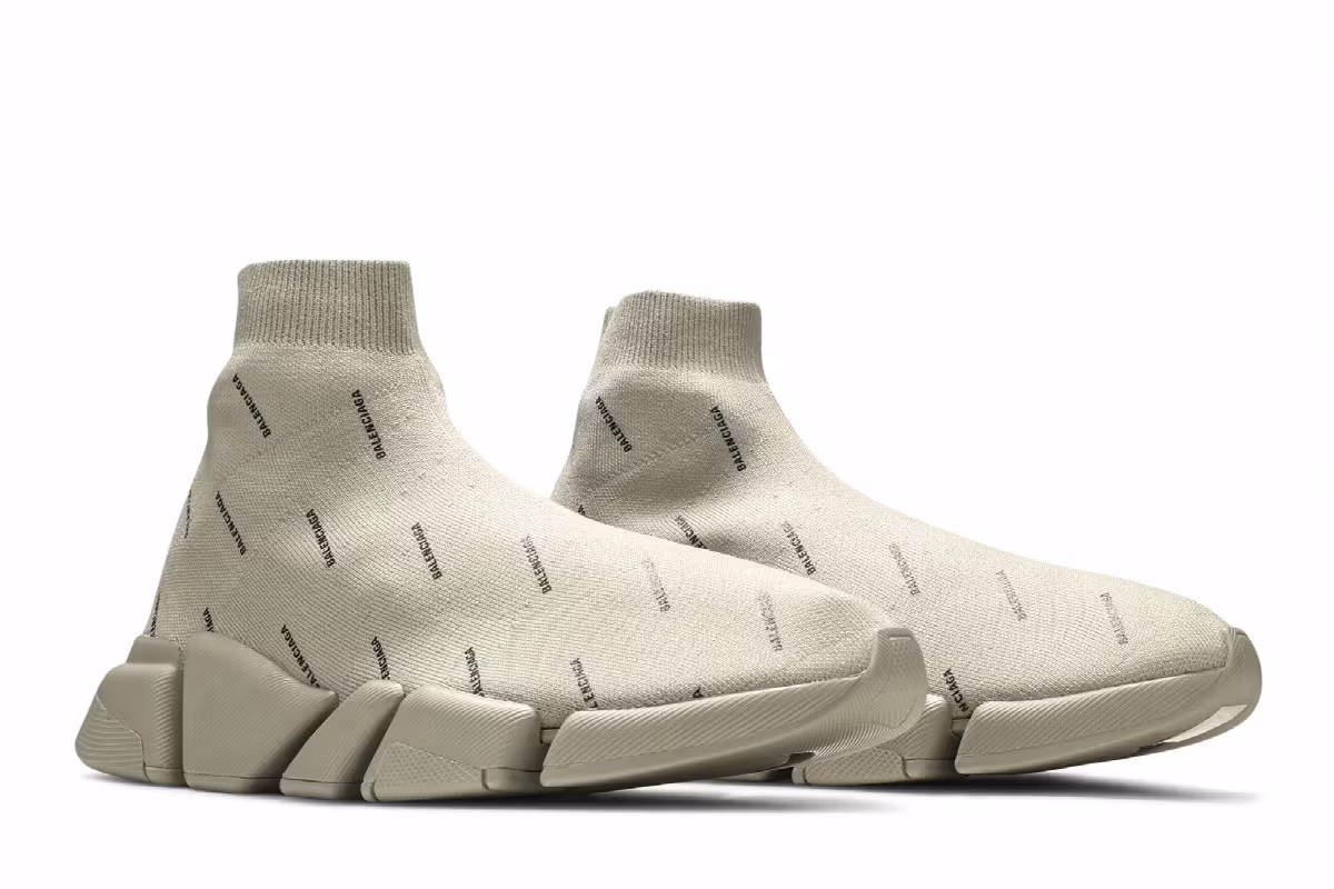 Balenciaga Speed 2.0 Sneaker Allover Logo - Sand, view 9