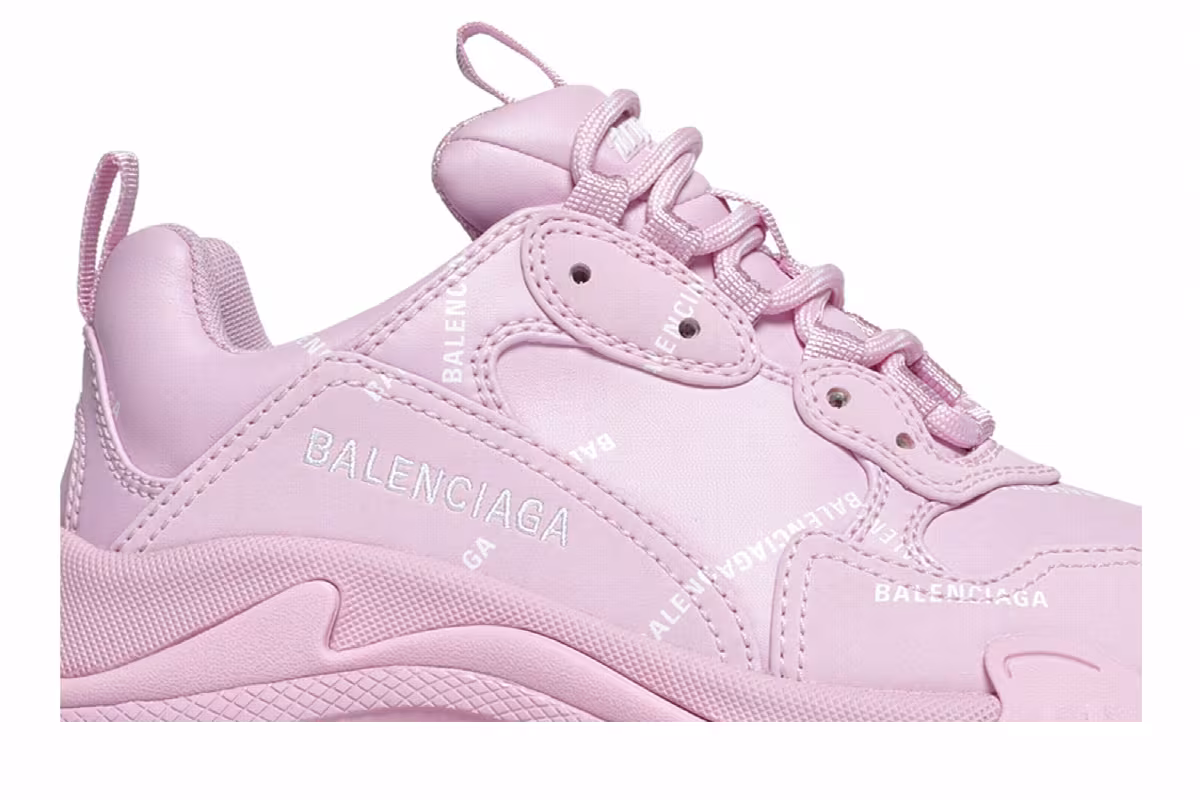 Balenciaga Women's Triple S Sneaker Allover Logo - Pink, view 3
