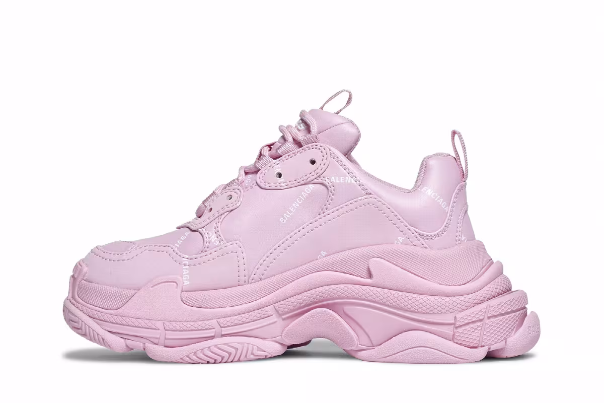 Balenciaga Women's Triple S Sneaker Allover Logo - Pink, view 4