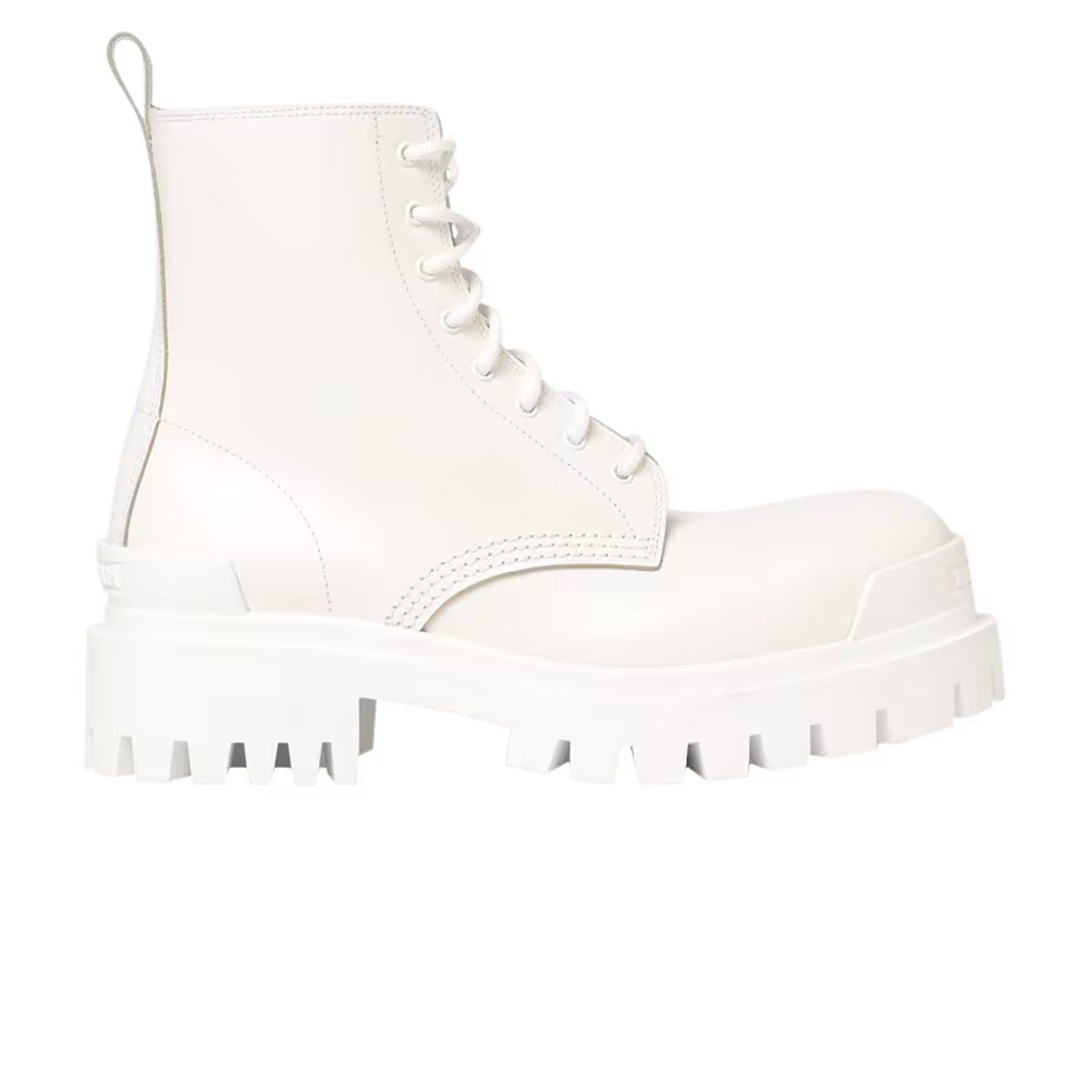 Balenciaga Women's Strike Lace-Up Boot White