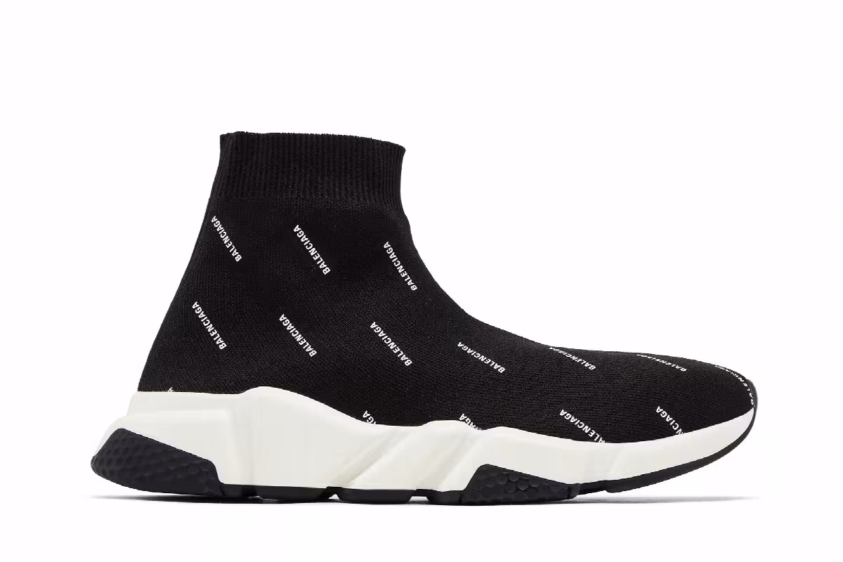 Balenciaga Women's Speed Trainer Black White, view 2