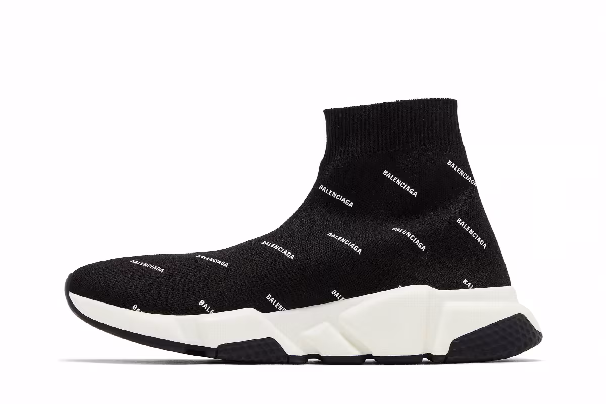 Balenciaga Women's Speed Trainer Black White, view 4