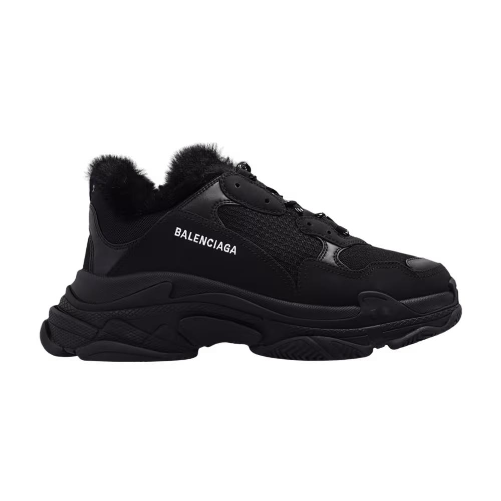 Balenciaga Triple S Sneaker Faux Fur - Black