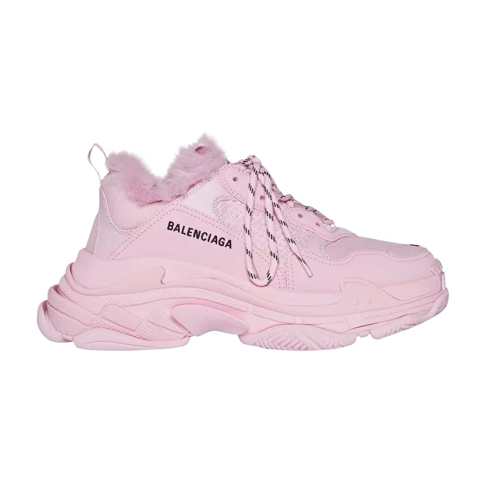 Balenciaga Women's Triple S Sneaker Fake Fur - Pink