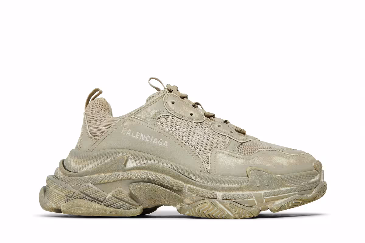 Balenciaga Women's Triple S Sneaker Light Beige Faded, view 2