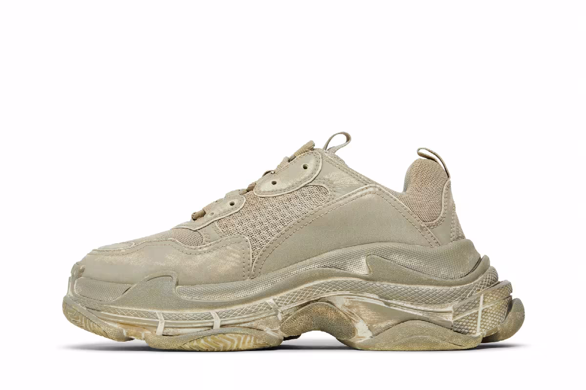 Balenciaga Women's Triple S Sneaker Light Beige Faded, view 4