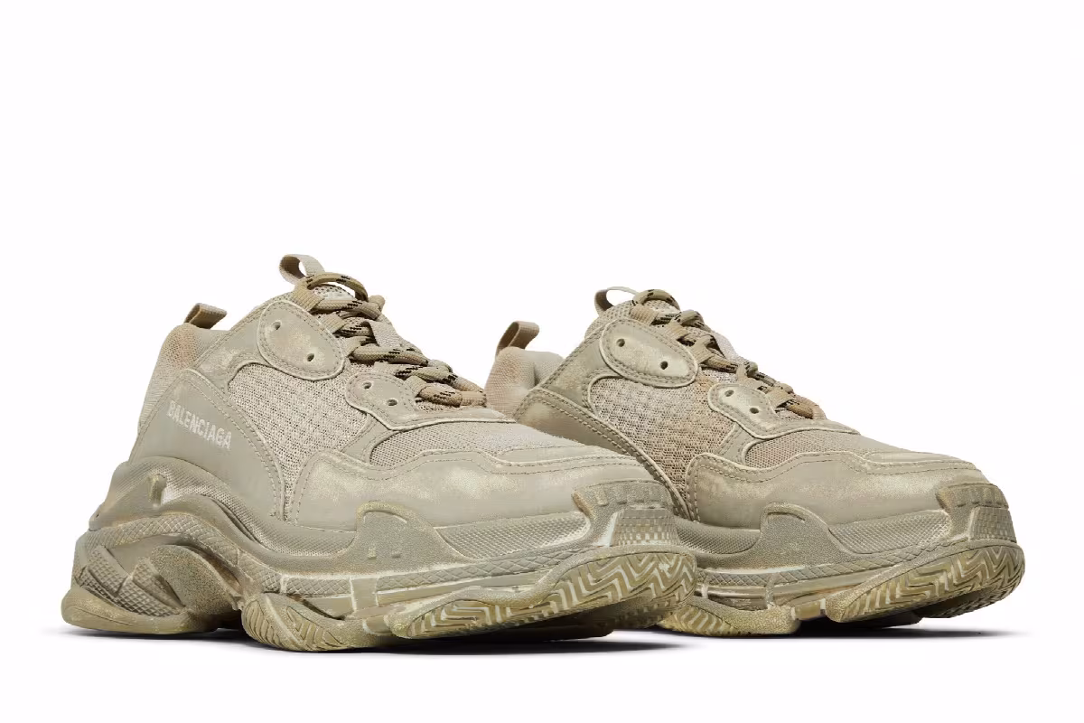 Balenciaga Women's Triple S Sneaker Light Beige Faded, view 9