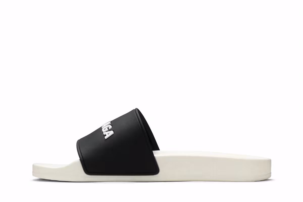 Balenciaga Pool Slides White Black, view 4