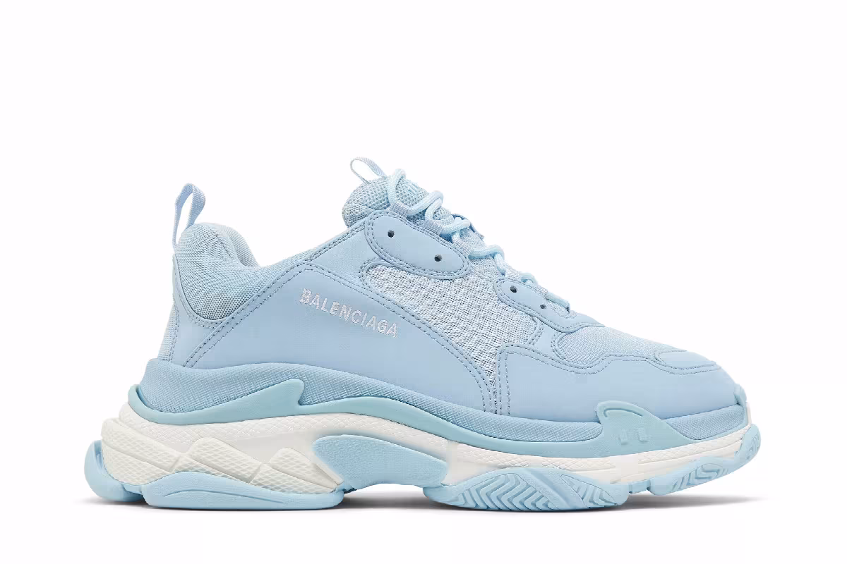 Balenciaga Triple S Sneaker Allover Logo - Light Blue, view 2