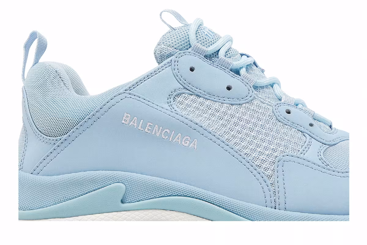 Balenciaga Triple S Sneaker Allover Logo - Light Blue, view 3