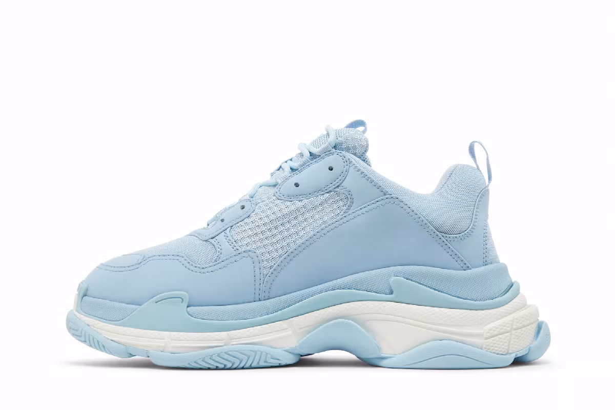 Balenciaga Triple S Sneaker Allover Logo - Light Blue, view 4