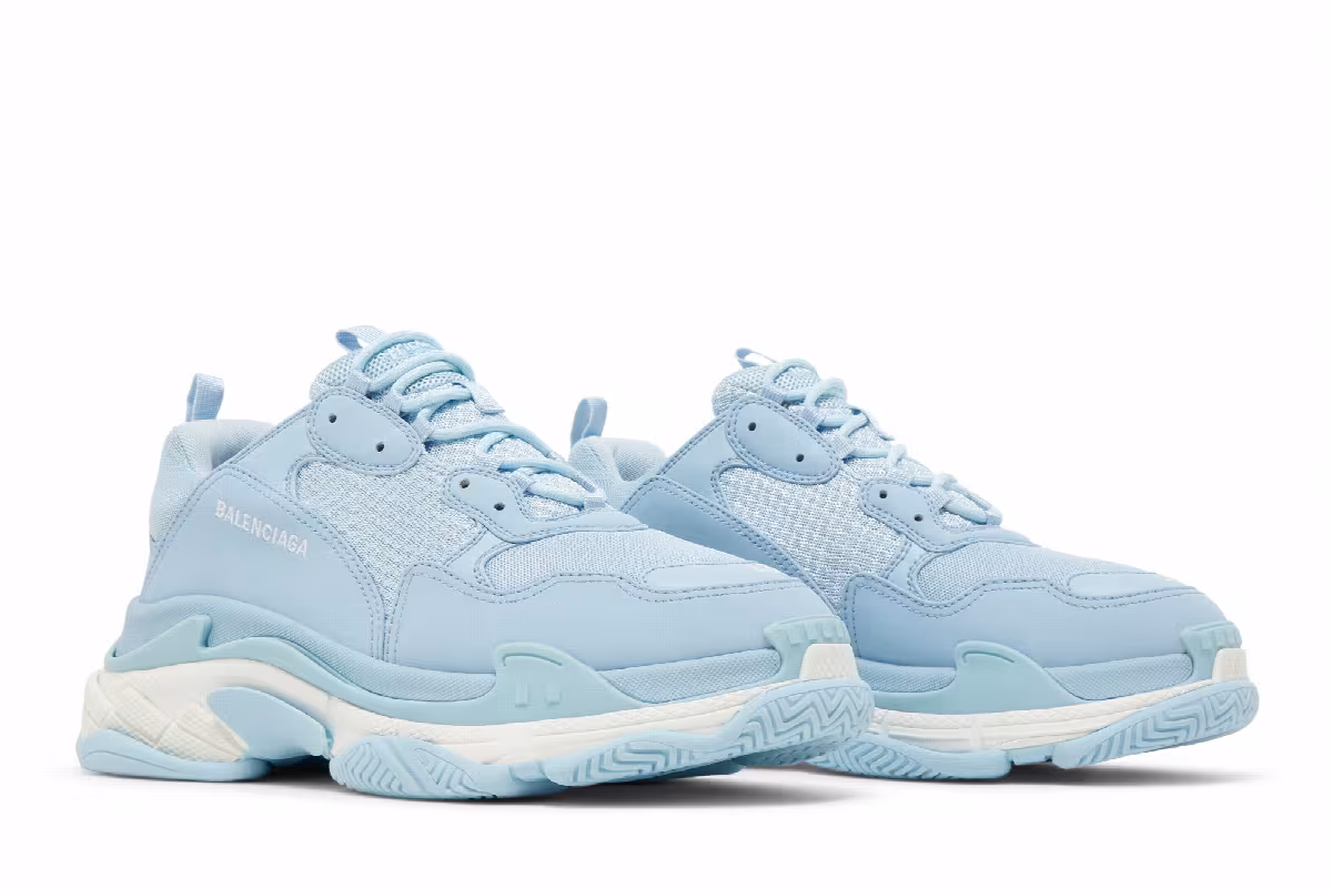 Balenciaga Triple S Sneaker Allover Logo - Light Blue, view 9