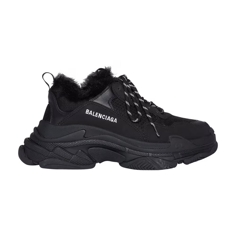 Balenciaga Women's Triple S Sneaker Fake Fur - Black