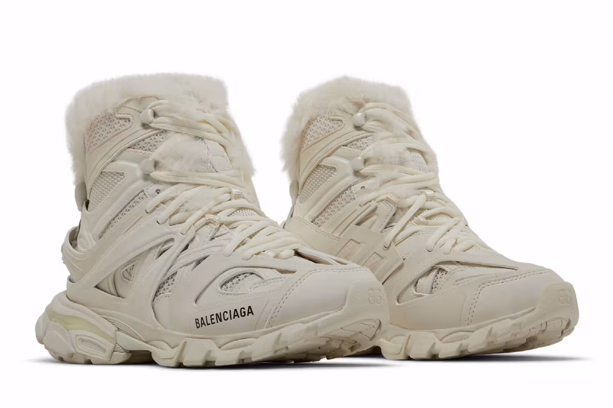 Balenciaga Women's Track Hike Faux Fur - Beige, view 9