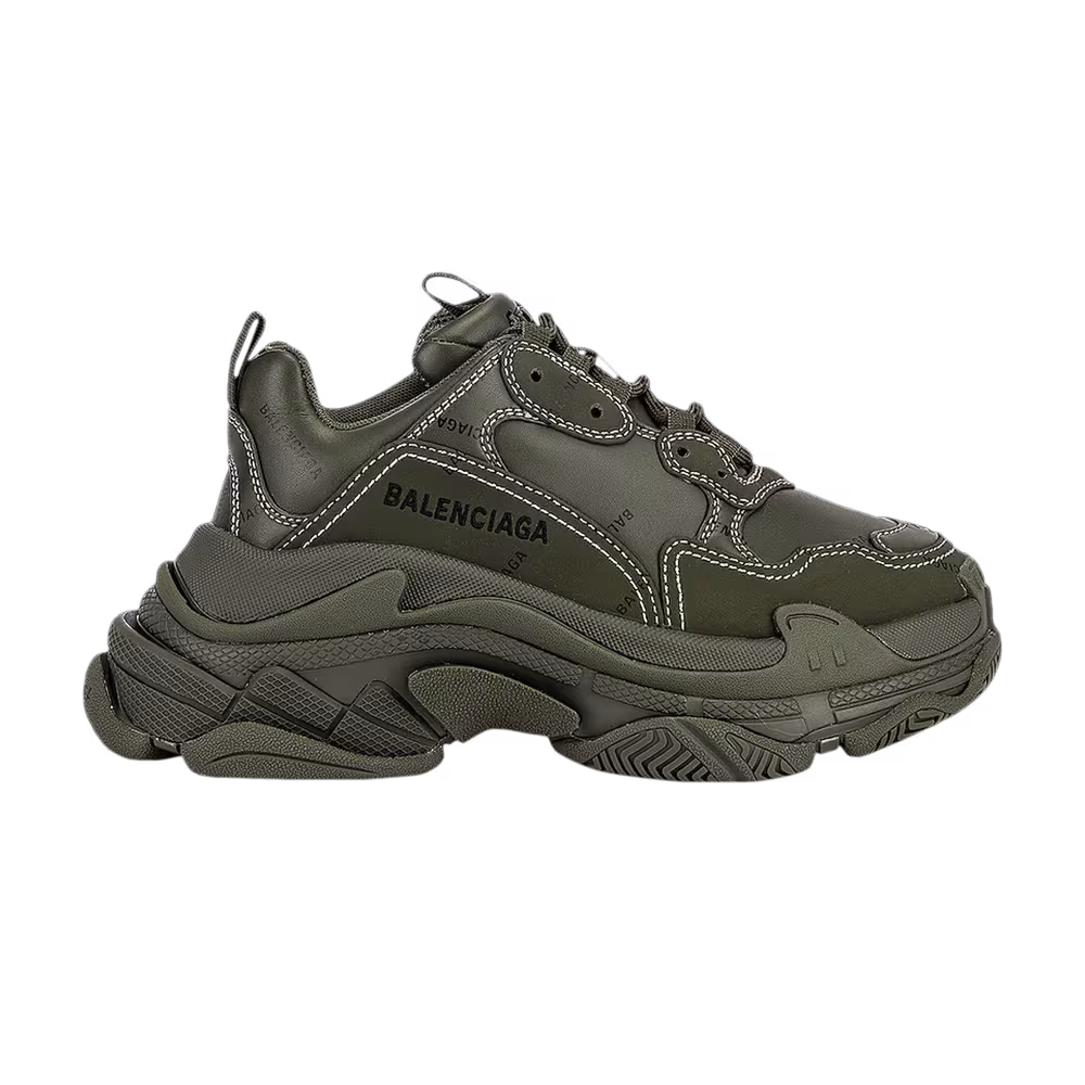 Balenciaga Women's Triple S Sneaker Allover Logo - Khaki