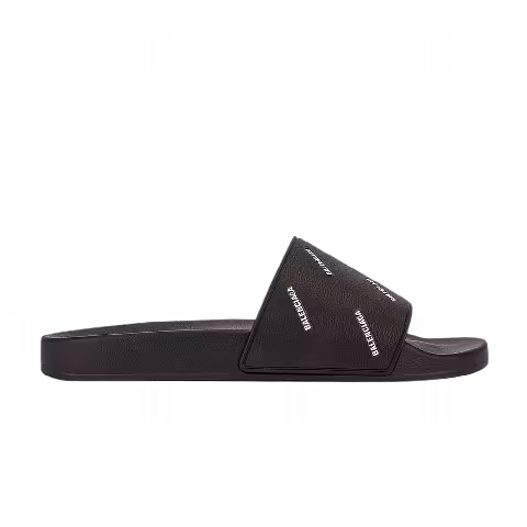 Balenciaga Wmns Pool Slides 'All Over Logo - Black Silver'