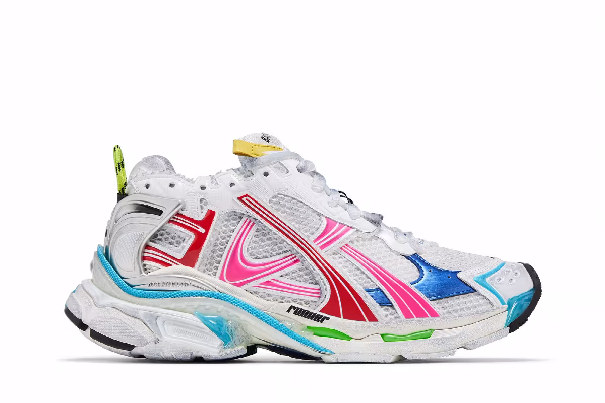 Balenciaga Runner Sneaker Worn-Out - White Multi-Color, view 2