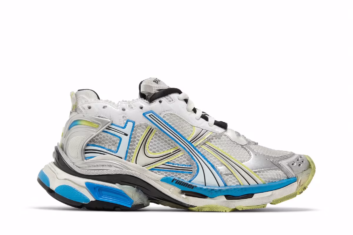 Balenciaga Runner Sneaker White Yellow Blue, view 2