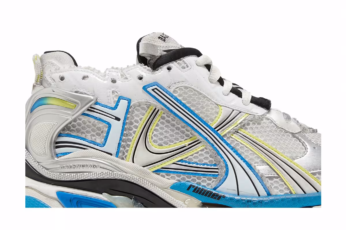 Balenciaga Runner Sneaker White Yellow Blue, view 3