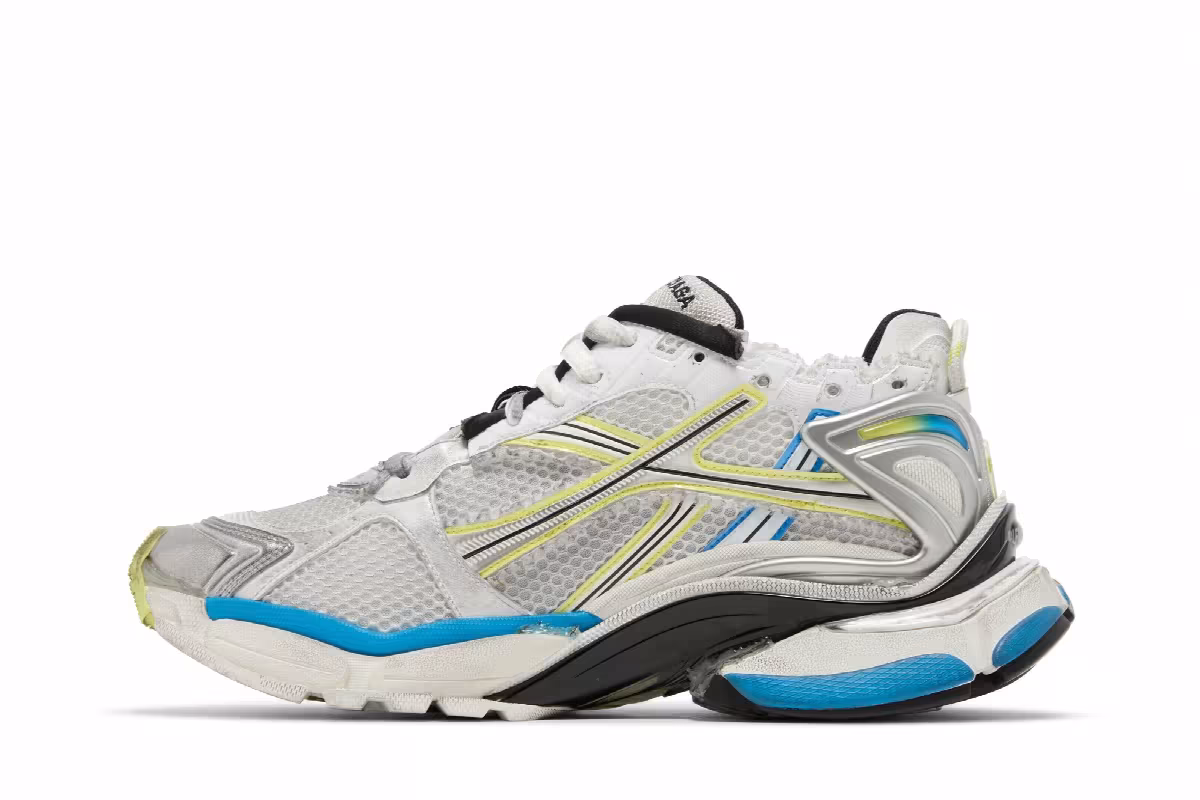 Balenciaga Runner Sneaker White Yellow Blue, view 4