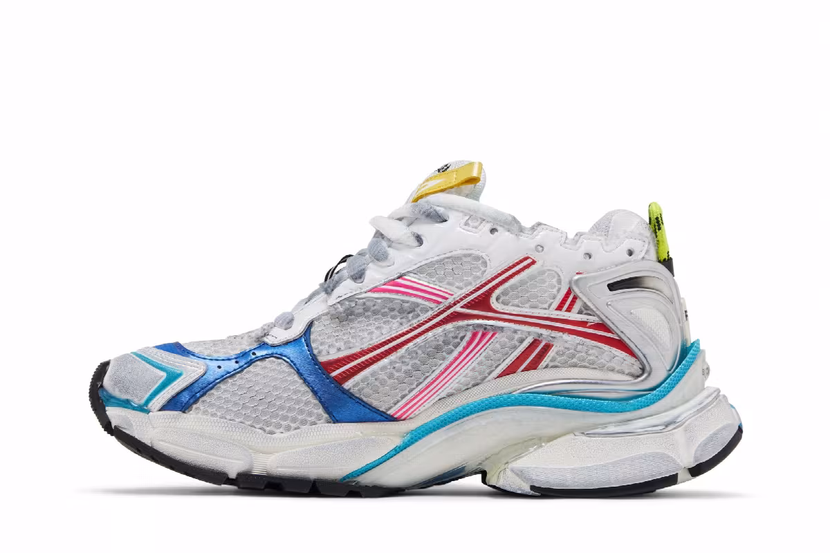 Balenciaga Women's Runner Sneaker Worn-Out - White Multi-Color, view 4