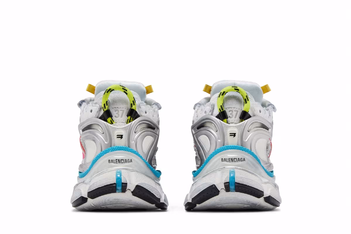 Balenciaga Women's Runner Sneaker Worn-Out - White Multi-Color, view 7