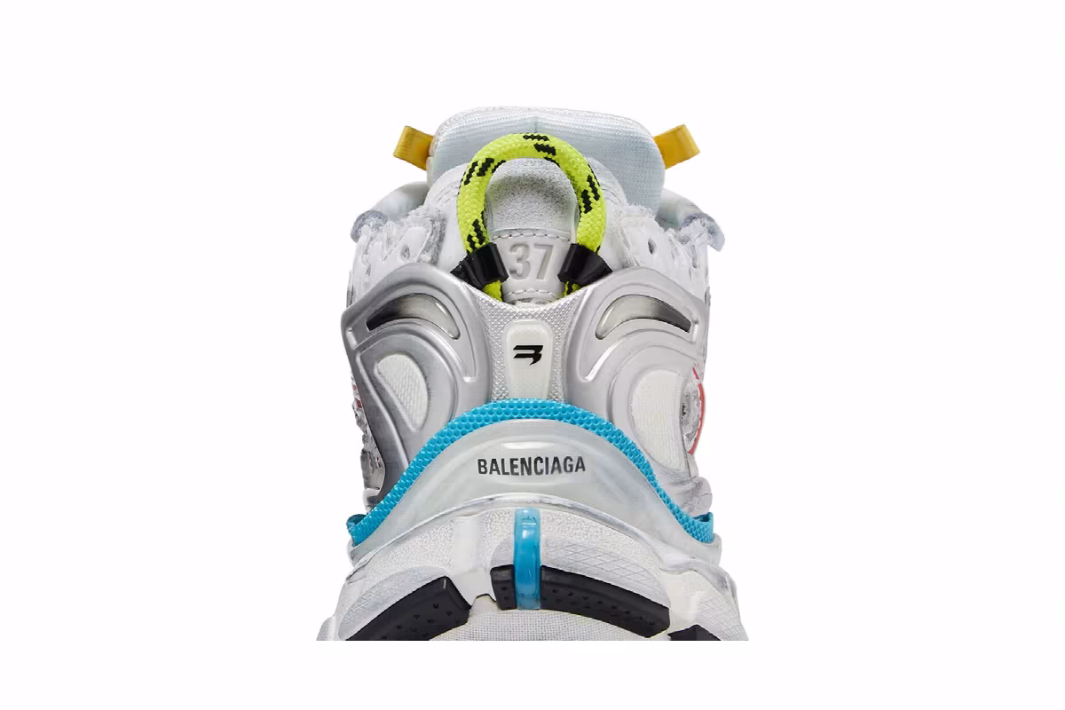 Balenciaga Women's Runner Sneaker Worn-Out - White Multi-Color, view 8