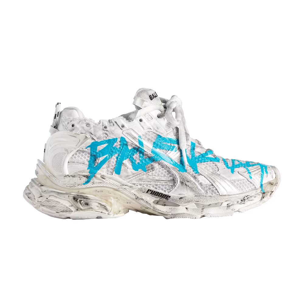 Balenciaga Women's Runner Sneaker Graffiti - White Blue