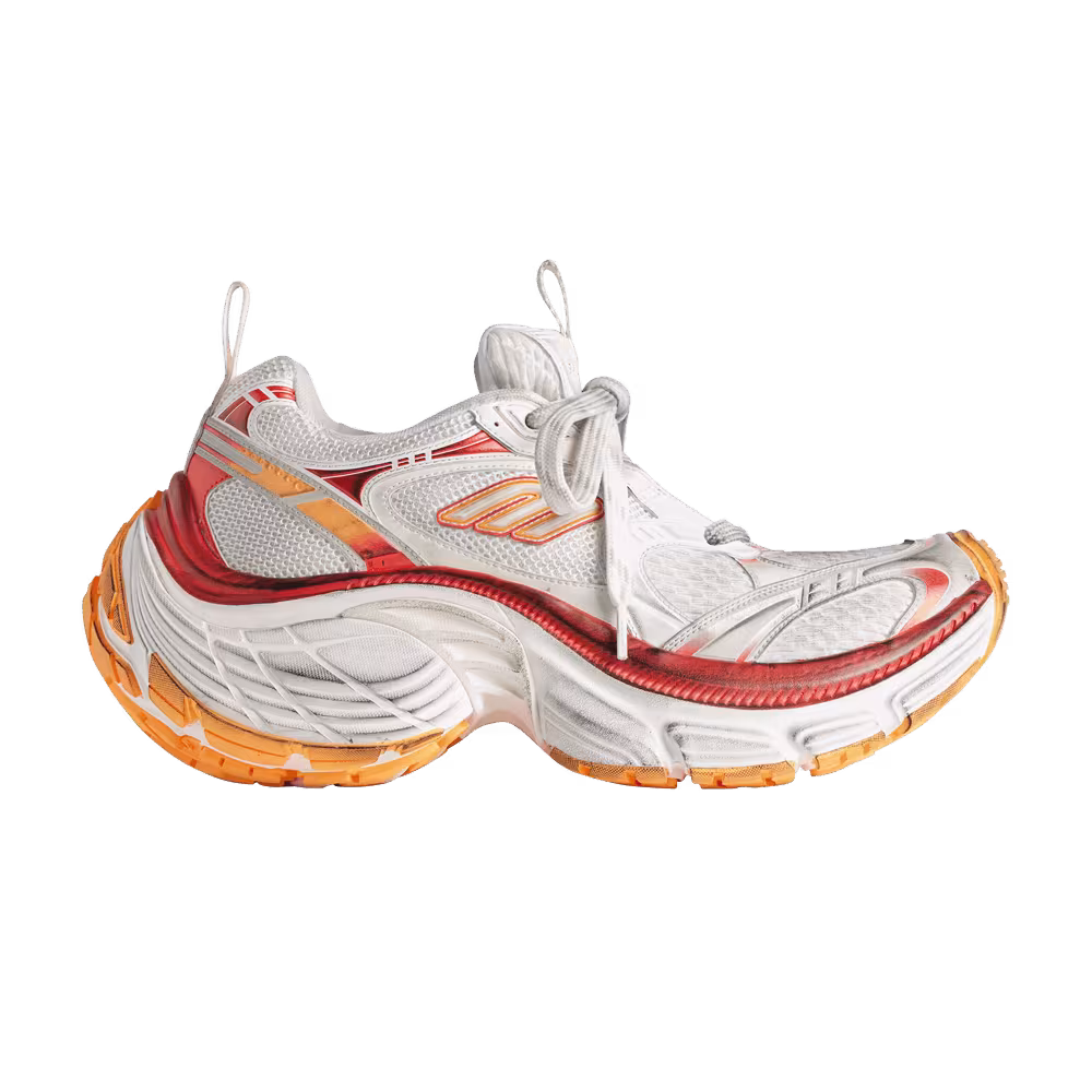 Balenciaga Women's 10XL Sneaker Worn-Out - White Red Orange