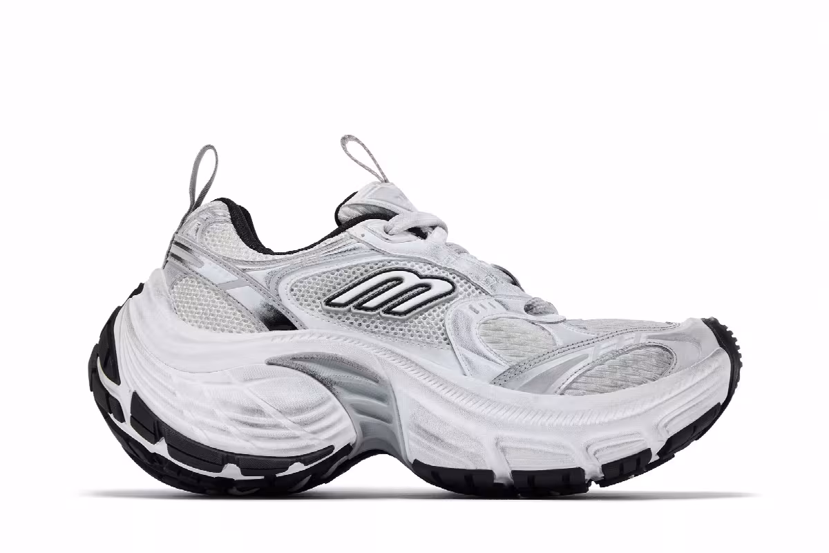 Balenciaga Women's 10XL Sneaker Worn-Out - White Black, view 2