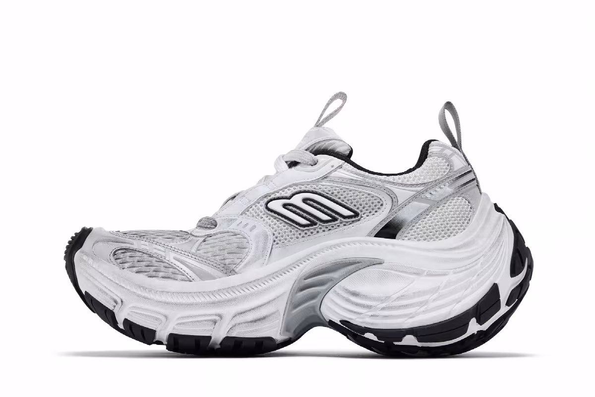 Balenciaga Women's 10XL Sneaker Worn-Out - White Black, view 4